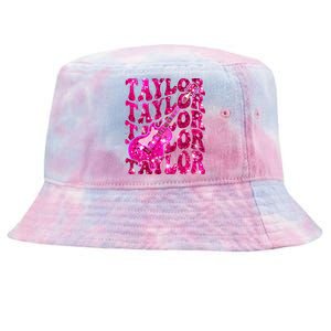 Girl Retro Taylor First Name Personalized Groovy 80S Tie-Dyed Bucket Hat