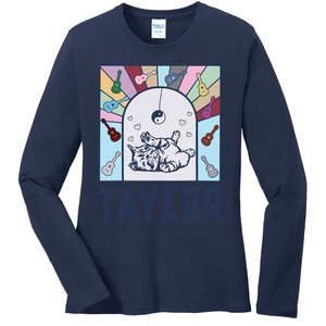 Girl Retro Taylor First Name Personalized Groovy Birthday Ladies Long Sleeve Shirt