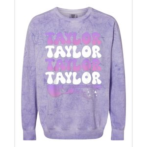 Girl Retro Taylor First Name Personalized Groovy 80S Colorblast Crewneck Sweatshirt