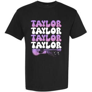 Girl Retro Taylor First Name Personalized Groovy 80S Garment-Dyed Heavyweight T-Shirt