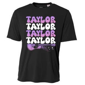 Girl Retro Taylor First Name Personalized Groovy 80S Cooling Performance Crew T-Shirt