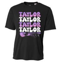 Girl Retro Taylor First Name Personalized Groovy 80S Cooling Performance Crew T-Shirt