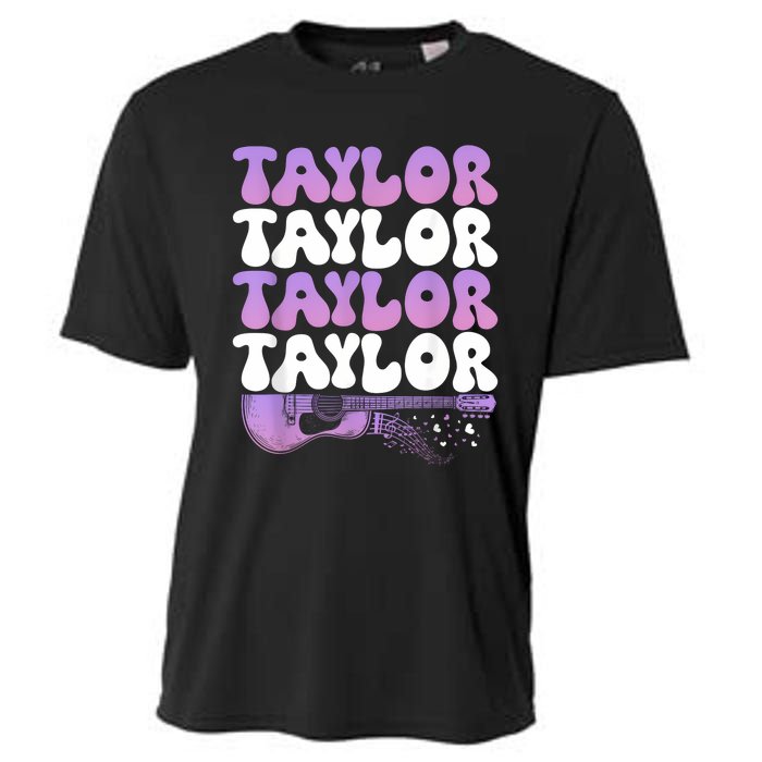 Girl Retro Taylor First Name Personalized Groovy 80S Cooling Performance Crew T-Shirt