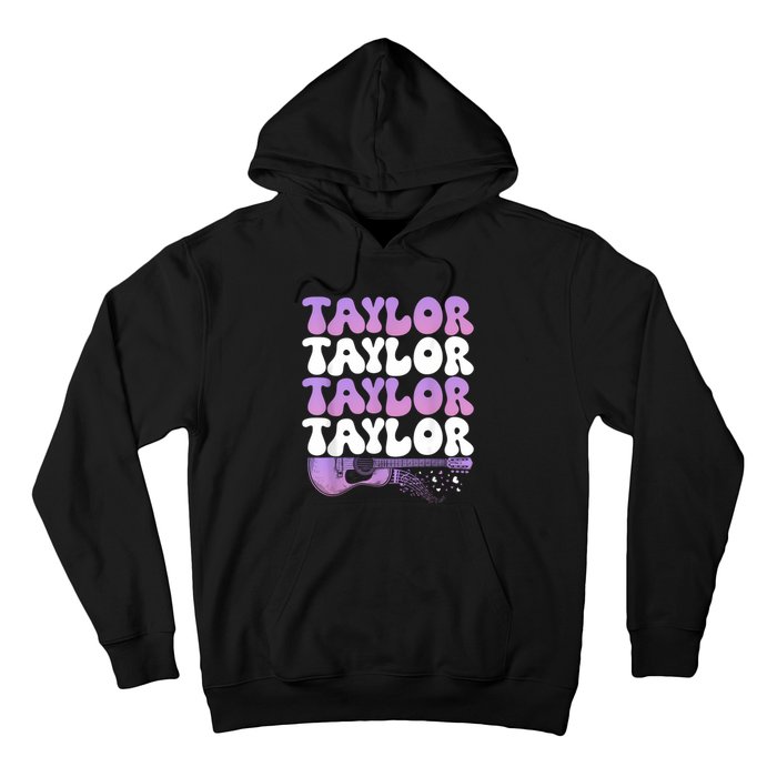 Girl Retro Taylor First Name Personalized Groovy 80S Hoodie