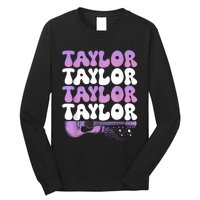 Girl Retro Taylor First Name Personalized Groovy 80S Long Sleeve Shirt