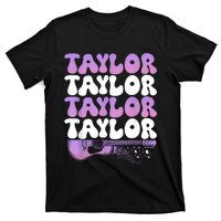 Girl Retro Taylor First Name Personalized Groovy 80S T-Shirt