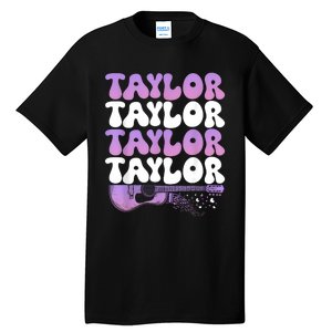 Girl Retro Taylor First Name Personalized Groovy 80S Tall T-Shirt