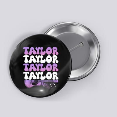 Girl Retro Taylor First Name Personalized Groovy 80S Button
