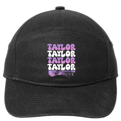 Girl Retro Taylor First Name Personalized Groovy 80S 7-Panel Snapback Hat