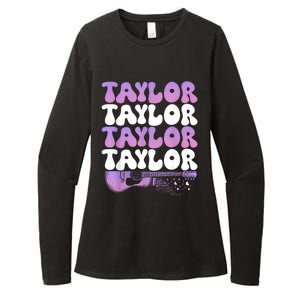 Girl Retro Taylor First Name Personalized Groovy 80S Womens CVC Long Sleeve Shirt