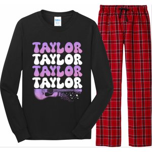 Girl Retro Taylor First Name Personalized Groovy 80S Long Sleeve Pajama Set