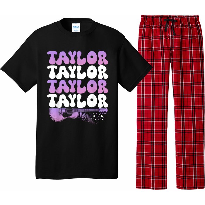 Girl Retro Taylor First Name Personalized Groovy 80S Pajama Set