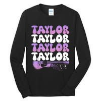 Girl Retro Taylor First Name Personalized Groovy 80S Tall Long Sleeve T-Shirt