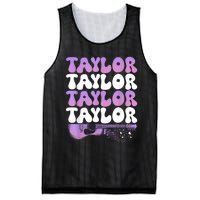 Girl Retro Taylor First Name Personalized Groovy 80S Mesh Reversible Basketball Jersey Tank