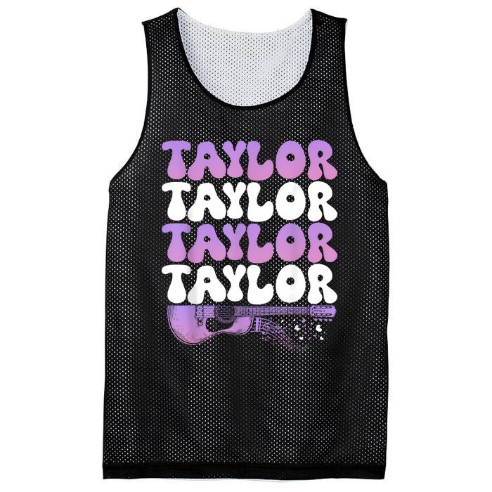 Girl Retro Taylor First Name Personalized Groovy 80S Mesh Reversible Basketball Jersey Tank