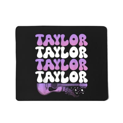 Girl Retro Taylor First Name Personalized Groovy 80S Mousepad