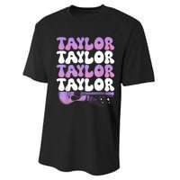 Girl Retro Taylor First Name Personalized Groovy 80S Performance Sprint T-Shirt