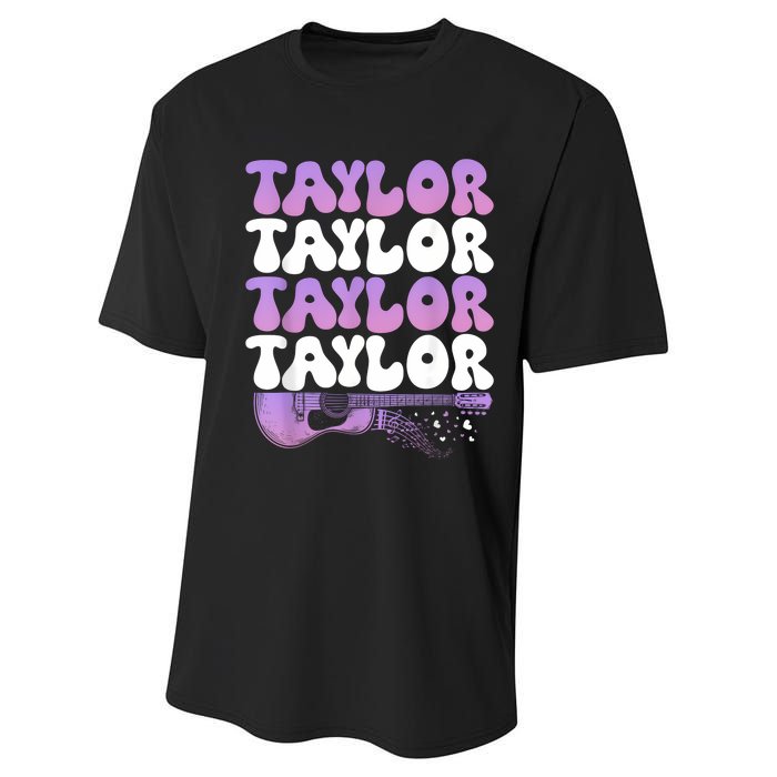 Girl Retro Taylor First Name Personalized Groovy 80S Performance Sprint T-Shirt