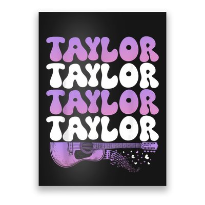 Girl Retro Taylor First Name Personalized Groovy 80S Poster