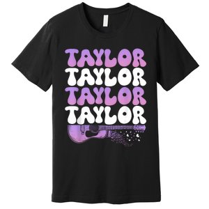 Girl Retro Taylor First Name Personalized Groovy 80S Premium T-Shirt