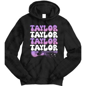 Girl Retro Taylor First Name Personalized Groovy 80S Tie Dye Hoodie