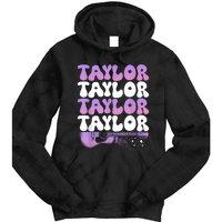 Girl Retro Taylor First Name Personalized Groovy 80S Tie Dye Hoodie