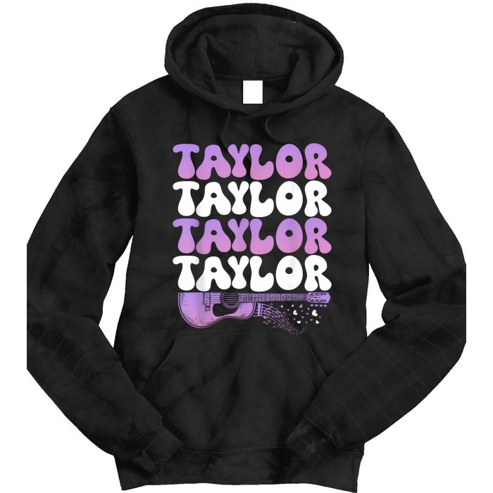 Girl Retro Taylor First Name Personalized Groovy 80S Tie Dye Hoodie