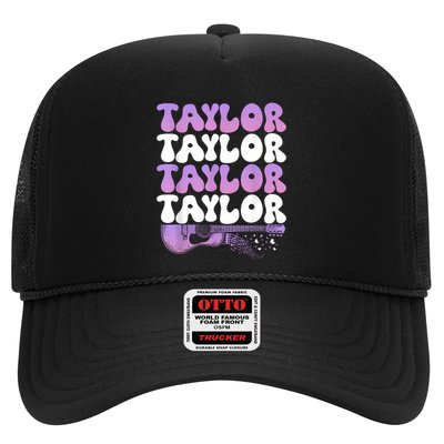 Girl Retro Taylor First Name Personalized Groovy 80S Trucker Hat