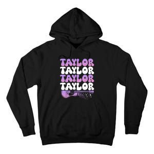 Girl Retro Taylor First Name Personalized Groovy 80S Tall Hoodie