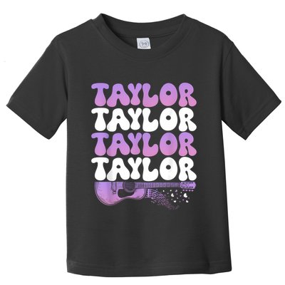 Girl Retro Taylor First Name Personalized Groovy 80S Toddler T-Shirt