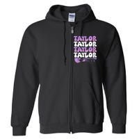 Girl Retro Taylor First Name Personalized Groovy 80S Full Zip Hoodie