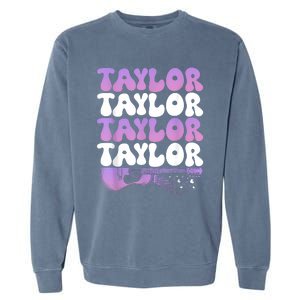 Girl Retro Taylor First Name Personalized Groovy 80S Garment-Dyed Sweatshirt