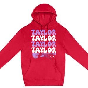 Girl Retro Taylor First Name Personalized Groovy 80S Premium Pullover Hoodie