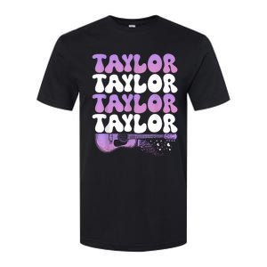 Girl Retro Taylor First Name Personalized Groovy 80S Softstyle CVC T-Shirt