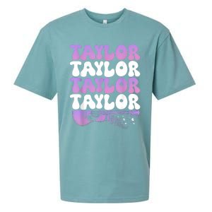 Girl Retro Taylor First Name Personalized Groovy 80S Sueded Cloud Jersey T-Shirt