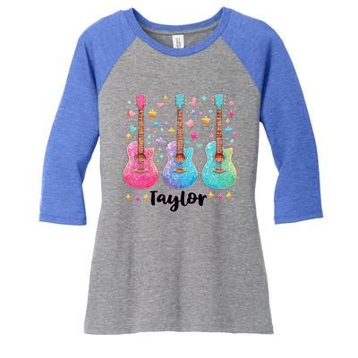 Girl Retro Taylor First Name Personalized Women's Tri-Blend 3/4-Sleeve Raglan Shirt