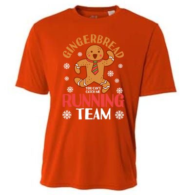 Gingerbread Running Team You CanT Catch Me Christmas Cookie Gift Cooling Performance Crew T-Shirt