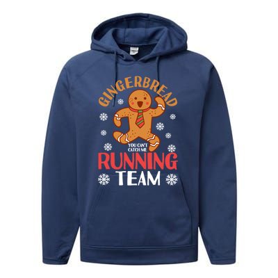 Gingerbread Running Team You CanT Catch Me Christmas Cookie Gift Performance Fleece Hoodie