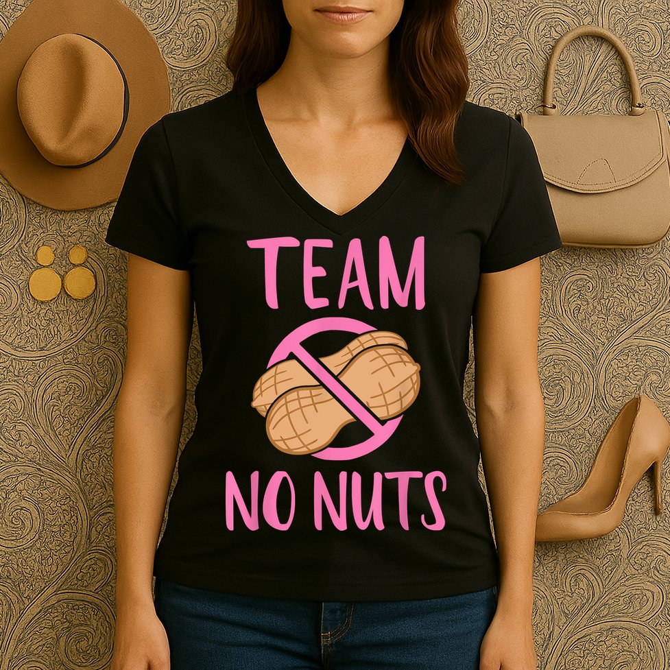 Gender Reveal Team No Nuts Girl Matching Family Baby Party Women's V-Neck T-Shirt