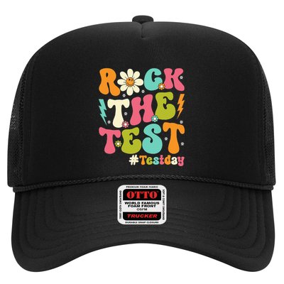Groovy Rock The Test Motivational Retro Teachers Testing Day Trucker Hat