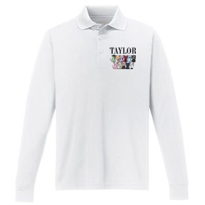 Girl Retro TâYlor First Name Cats Bands Personalized Groovy Performance Long Sleeve Polo