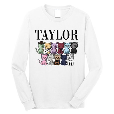 Girl Retro TâYlor First Name Cats Bands Personalized Groovy Long Sleeve Shirt