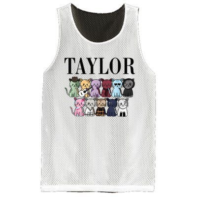 Girl Retro TâYlor First Name Cats Bands Personalized Groovy Mesh Reversible Basketball Jersey Tank