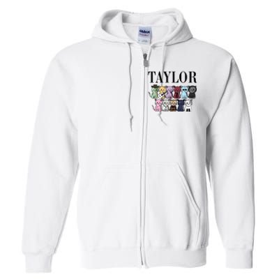 Girl Retro TâYlor First Name Cats Bands Personalized Groovy Full Zip Hoodie