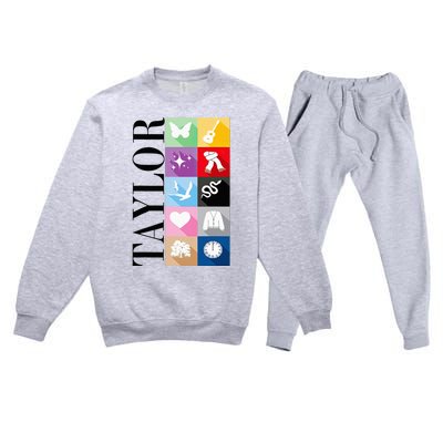 Girl Retro Taylor First Name Personalized Groovy Birthday Premium Crewneck Sweatsuit Set