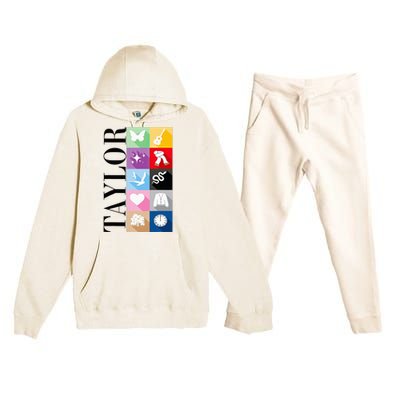 Girl Retro Taylor First Name Personalized Groovy Birthday Premium Hooded Sweatsuit Set