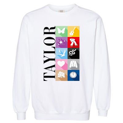 Girl Retro Taylor First Name Personalized Groovy Birthday Garment-Dyed Sweatshirt