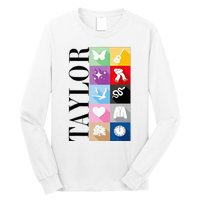 Girl Retro Taylor First Name Personalized Groovy Birthday Long Sleeve Shirt