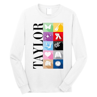 Girl Retro Taylor First Name Personalized Groovy Birthday Long Sleeve Shirt