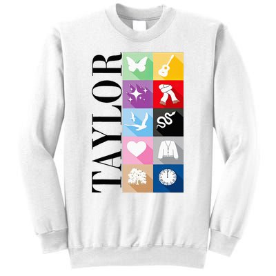 Girl Retro Taylor First Name Personalized Groovy Birthday Sweatshirt